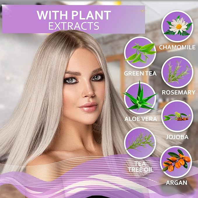 Purple Shampoo - Toner for Blonde Hair - Sulfate and Paraben Free - More Balanced Color Treated, Bleached, Silver, White and Gray Hair - No More Orange, Straw Yellow and Brassy Tones - Women and Men-FemmiqueWomen