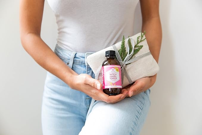 Witch Hazel Alcohol Free Toner by Leven Rose, 100% Pure Organic Facial Rose Water with Rose Petals, Calendula, Cucumber, and Chamomile Flower 4 oz-FemmiqueWomen