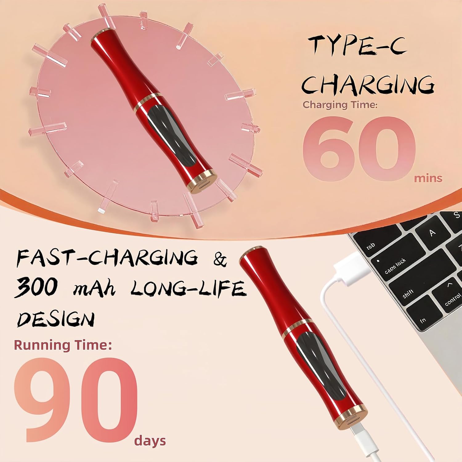 2025 Upgraded Heated Eyelash Curler – Fast 5s Heat-Up, USB Rechargeable Electric Eyelash Curler, 3 Temperature Modes, LED Display, Anti-Burn, 24H Long-Lasting Curl, Perfect Gift for Women (Red)-FemmiqueWomen