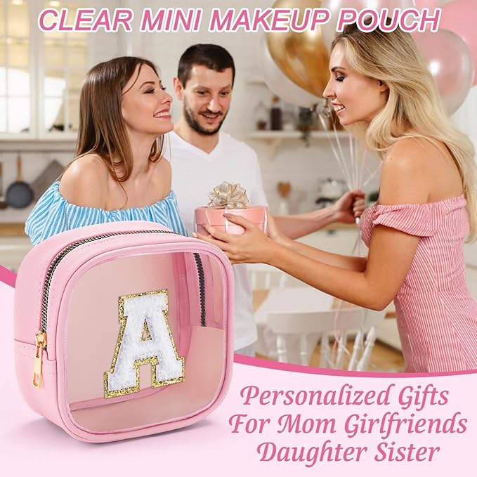 YOOLIFE Initial Makeup Bag Travel Toiletry Bag, Clear Makeup Bag Car Accessories For Women Clear Makeup Bags With Zipper Girlfriend Teacher 13 Year Old Girl Gifts Daughter Girl Gifts Mini Black F-FemmiqueWomen