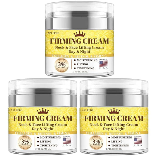 3% Retinol Cream Face Moisturizer, Anti Aging Neck Firming Cream with Collagen, Day & Night Face Cream with Hyaluronic Acid, Lifting & Tightening Wrinkle for Women & Men, 1.7 FL OZ, 3PC-FemmiqueWomen