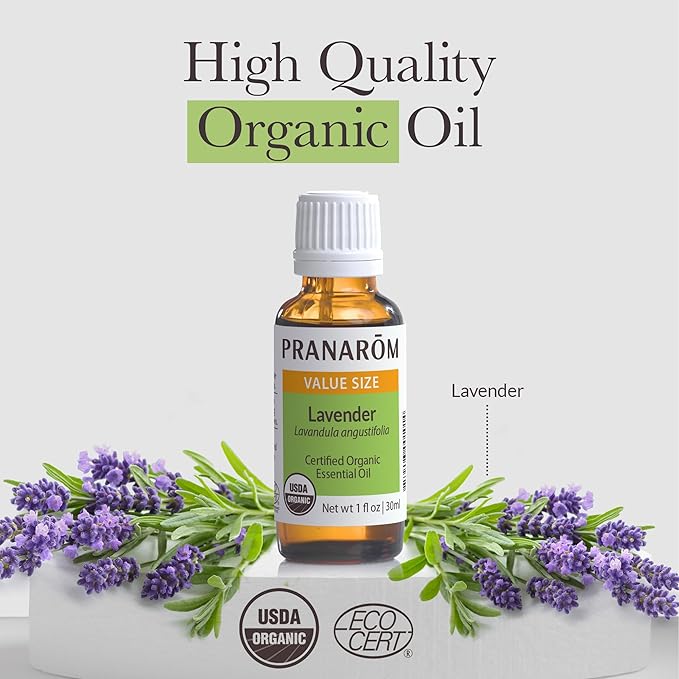 Pranarom USDA Certified Organic Lavender Essential Oil (30ml), 100% Pure Undiluted Therapeutic Grade from French Alps for Aromatherapy, Diffuser, Healthy Skin & Hair, Massage, Relaxation-FemmiqueWomen