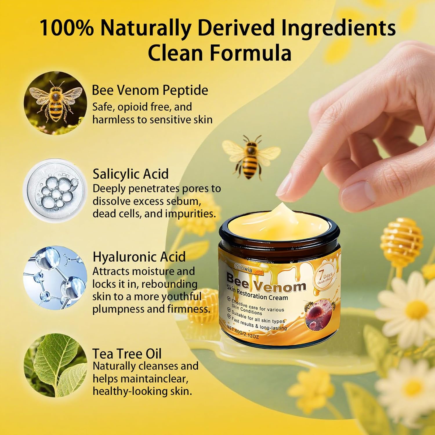 Bee Venom Skin Restoration Cream, 2025 Upgrade Bee Venom Skin Treatment Cream, Natural bee venom Comprehensive cream for Repair & Renewal, All in One Nourishing Serum for All Skin Types-FemmiqueWomen