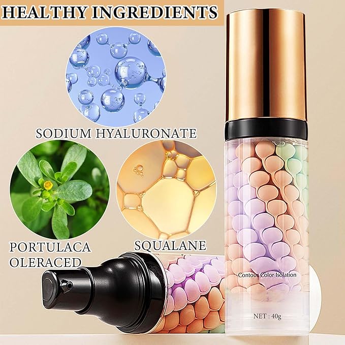 1 Pcs One Step Color Corrector,Natural Isolation Cream,Face Primer Makeup Tricolor Tinted Moisturizer,Oil Control & Moisturizing Skin Tone Correcting and Brightening Primer Concealer Foundation-FemmiqueWomen