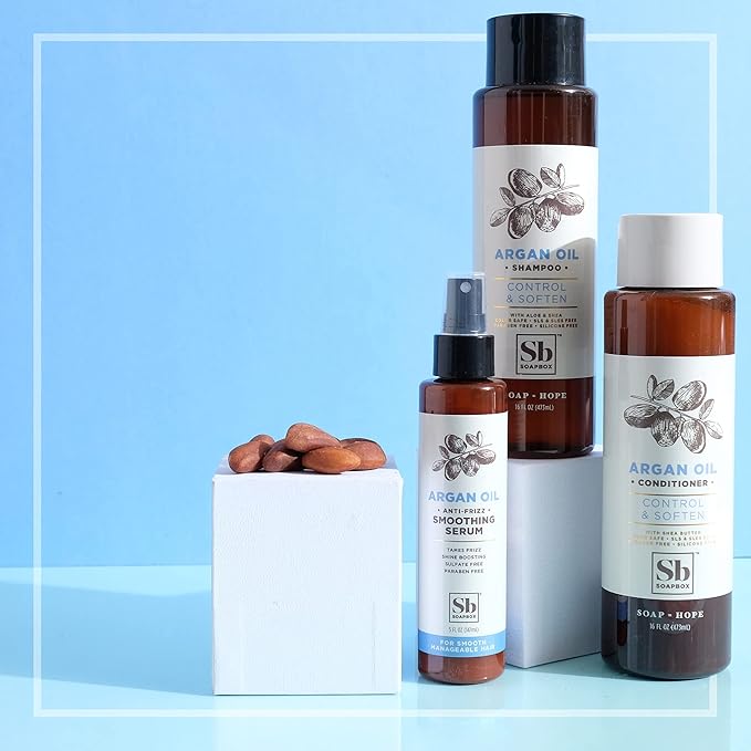 Soapbox Argan Oil Shampoo, Harsh Sulfate Free, Paraben & Silicone Free, Color Safe, and Vegan Hair Shampoo | Control & Soften Shampoo (33.8 Ounces)-FemmiqueWomen