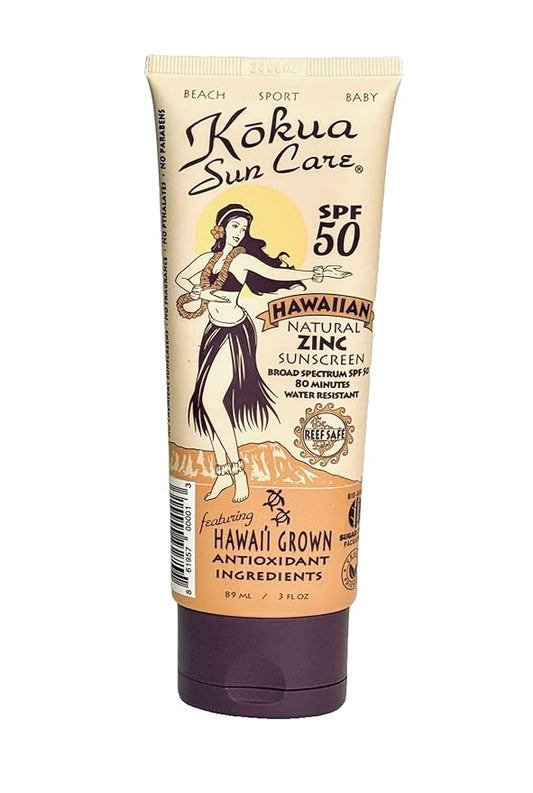 Kokua Sun Care SPF 50/80 Lotion Hawaiian Reef Safe Non Nano Zinc Oxide Sunscreen for Face & Body, Moisturizing Sun Protection Cream, Mineral Water Resistance, Cruelty Free, Natural Vegan Formula-FemmiqueWomen