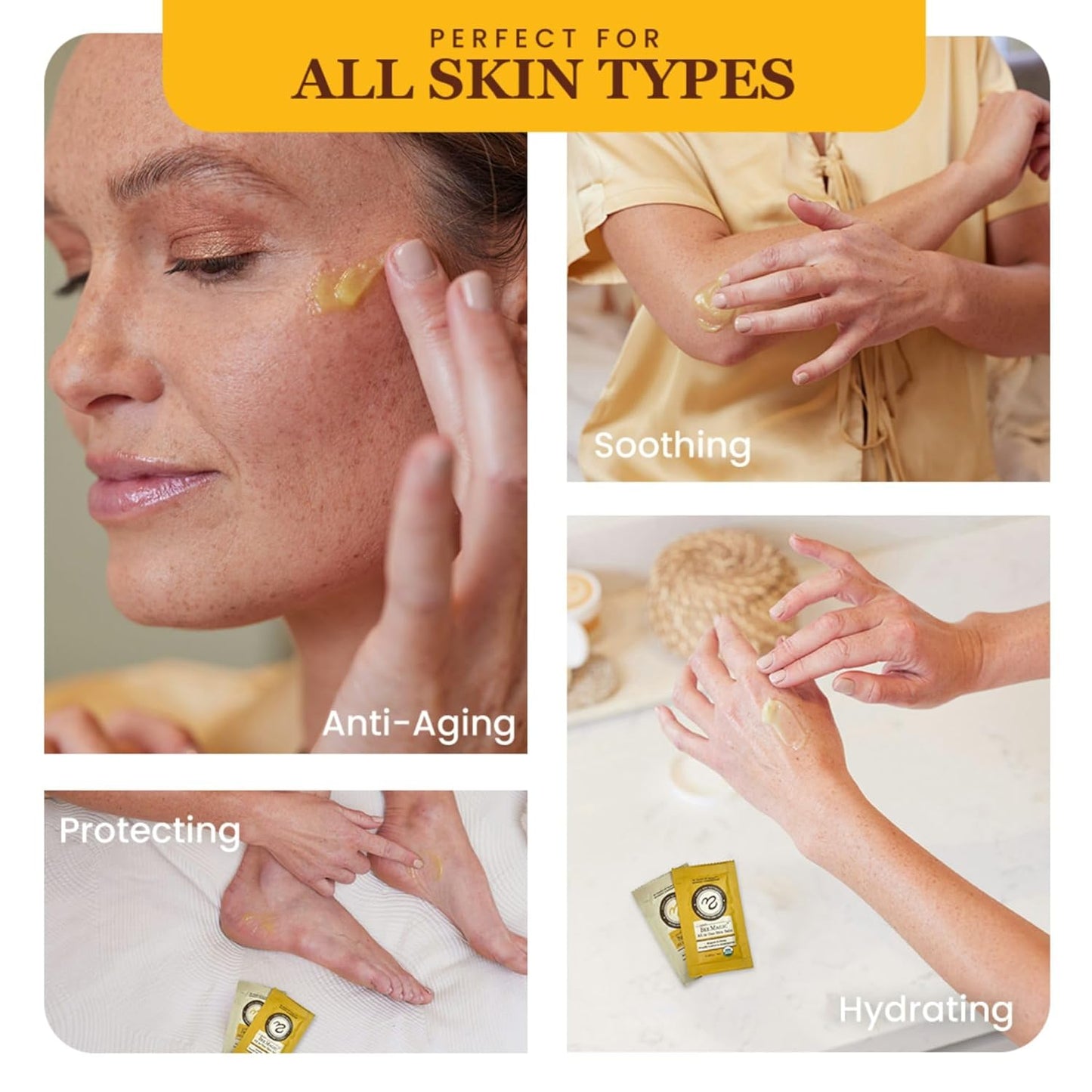 Sweet Bee Naturals All-in-One Skin Balm Sachets - 4ml Each, Certified Organic, Deep Moisture & Hydration for On-the-Go Skincare, Ideal for Busy Lifestyles, Travel-Friendly - 15 Pack-FemmiqueWomen