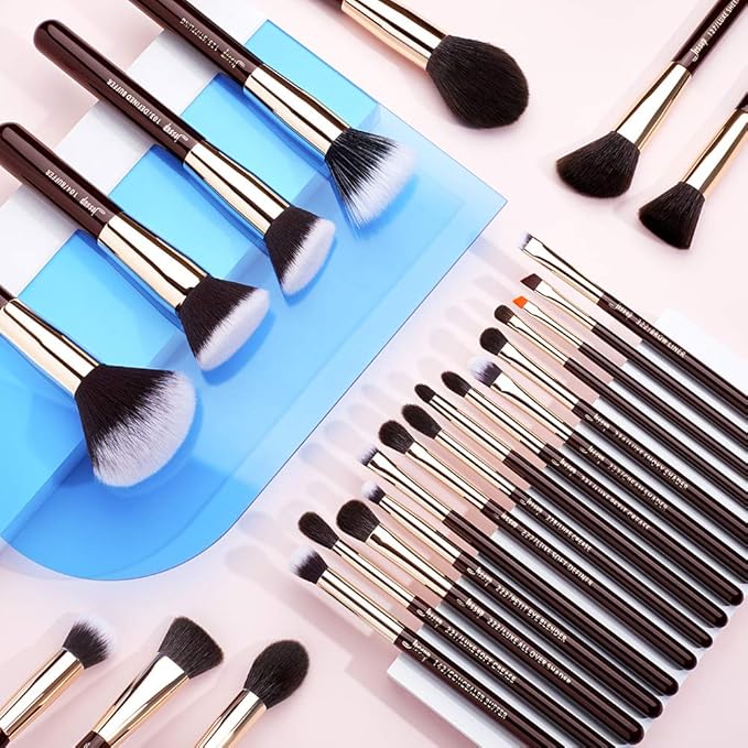 Jessup Makeup Brushes Set Professional, 25PCS Premium Natural Powder Foundation Eyeshadow Blending Concealer Blusher Highlight Labeled Brushes, T280-FemmiqueWomen