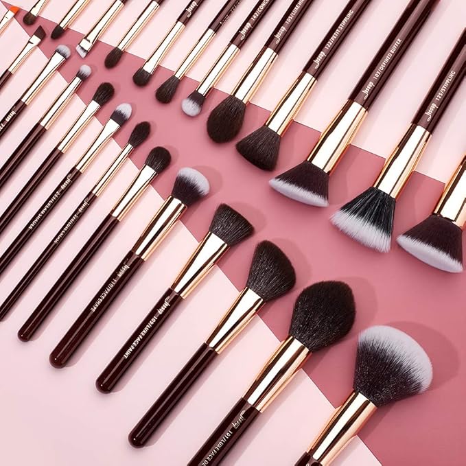 Jessup Makeup Brushes Set Professional, 25PCS Premium Natural Powder Foundation Eyeshadow Blending Concealer Blusher Highlight Labeled Brushes, T280-FemmiqueWomen