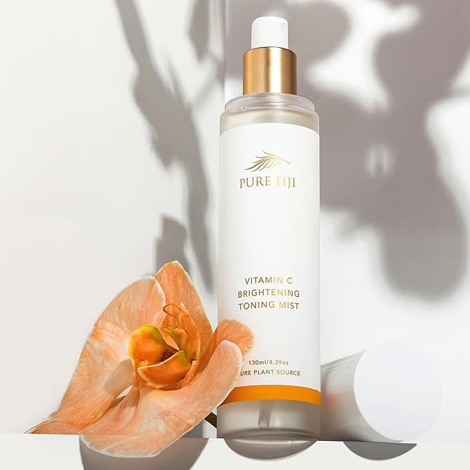 Pure Fiji Face Toner Mist with Vitamin C for Brightening & Refreshing Antioxidant Face Mist Hydrating Spray Helps Even Skin, Smooths Fine Lines and Wrinkles (4.4oz/130ml)-FemmiqueWomen