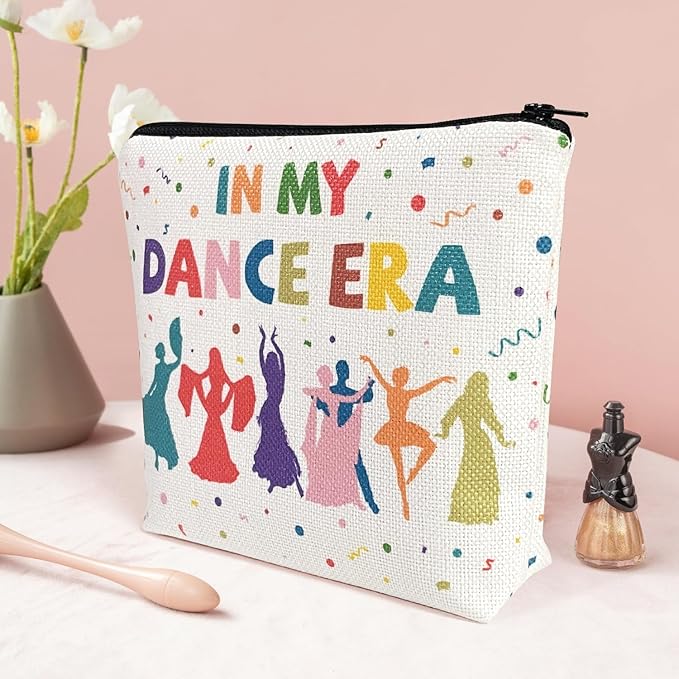 My Dance Era Canvas Zipper Cosmetic Bag, Small Makeup Bag for Women, Friends, Daughter, Sister for Dancers, Dancer Birthday Gifts for Girls (White)-FemmiqueWomen