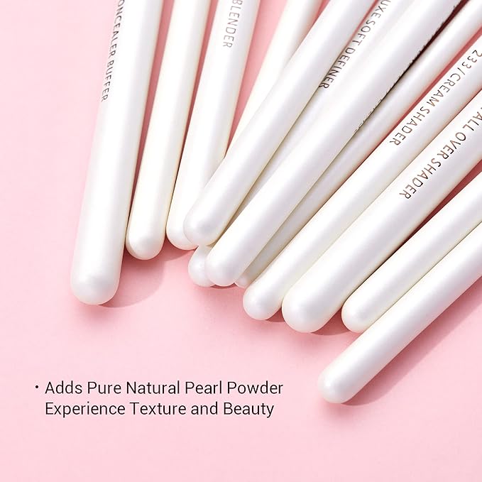 Jessup Small Eye Makeup Brush Set Professional 15pcs White/Silver Premium Natural-synthetic Eye Shadow Blending Concealer Eye & Brow Liner Brushes, T237-FemmiqueWomen