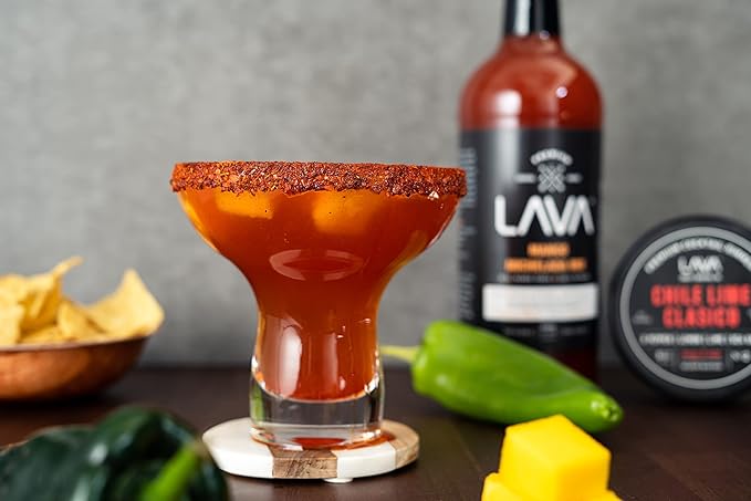 (3-Pack) LAVA Premium Mango Michelada Mix Made With Real Mango Puree, Ancho Chile Peppers, New Mexico Chile, Tamarind, Vegan, 1-Liter (33.8oz) Glass Bottle, Ready to Use-FemmiqueWomen