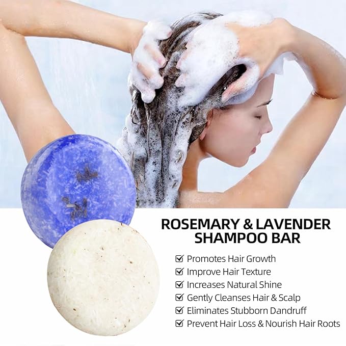 2 Pack Rosemary Lavender Hair Shampoo Bar,Deep Cleansing for Scalp Hair Loss Shampoo Soap,Organic Shampoo Oil Control for Hair Growth,Refreshing and Hydrating Bar,Gifts for Women Men-FemmiqueWomen