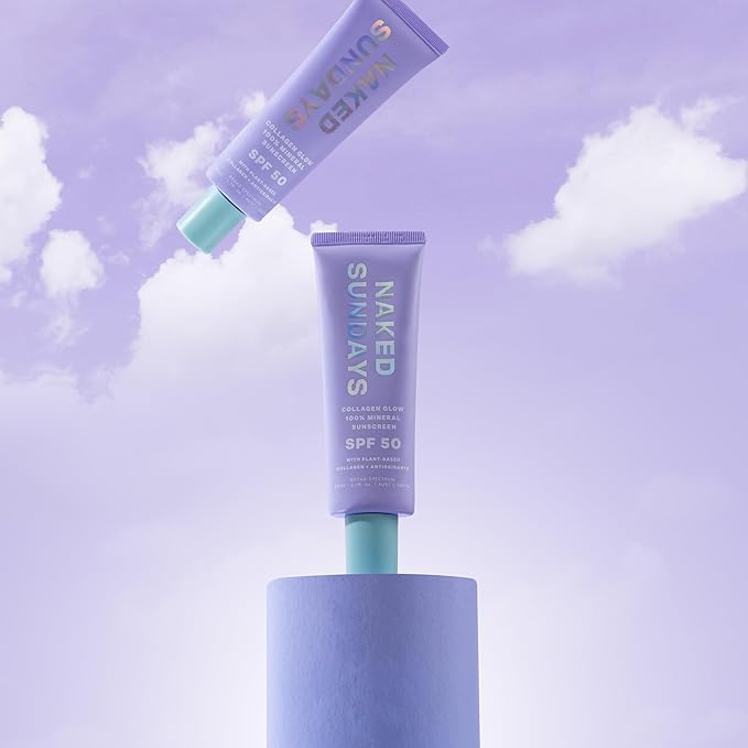 Naked Sundays SPF 50 Mineral Glow Sunscreen, Daily Hydrating Facial Moisturizer & Primer with Zinc Oxide, Sheer Tint, Broad Spectrum SPF Lotion (Jumbo 80ml)-FemmiqueWomen