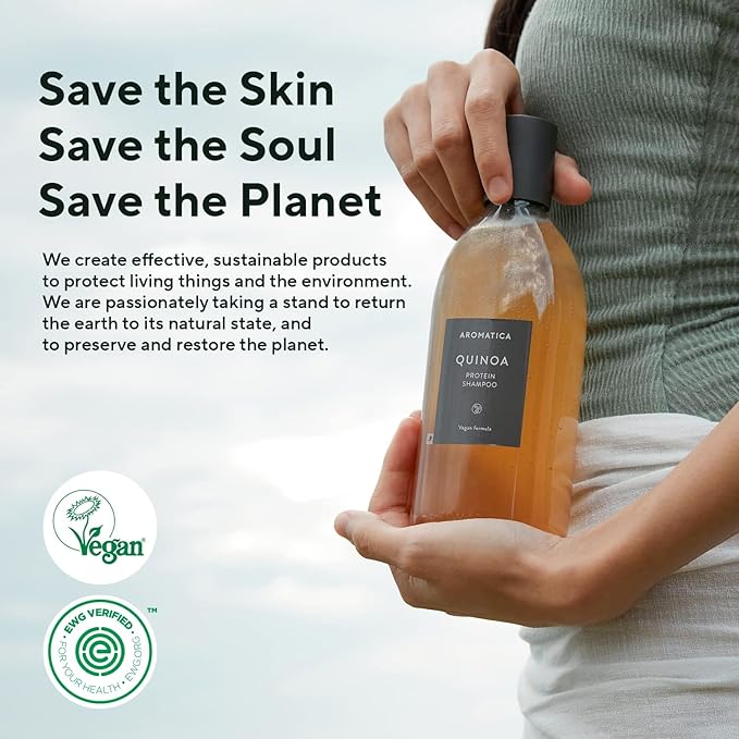 AROMATICA Quinoa Protein Shampoo 13.53 oz / 400ml – Provides Protein and Nourishment to Extremely Damaged Hair- Free from Sulfate, Silicone-FemmiqueWomen