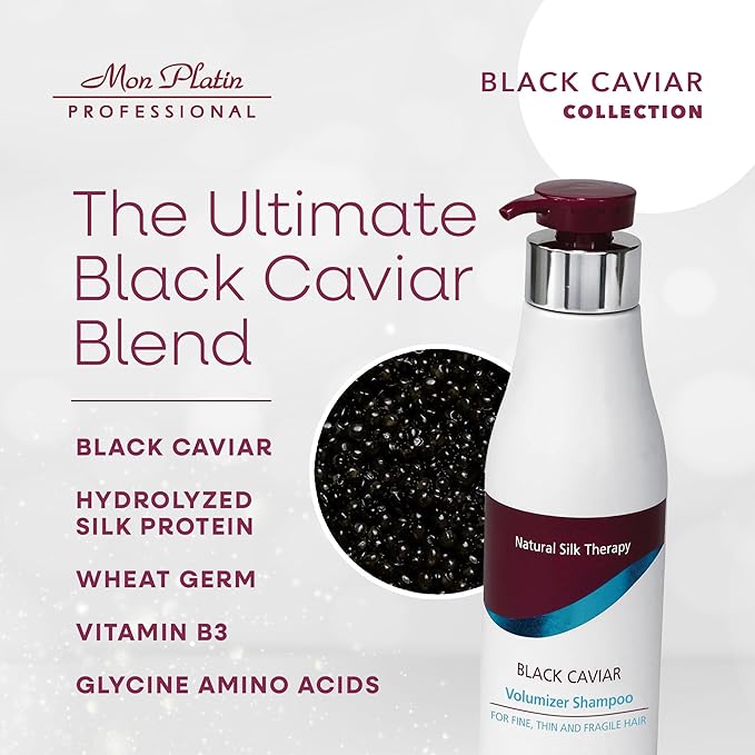 Mon Platin Professional Black Caviar Volumizer Hair Shampoo - For Fine, Thin, Fragile Hair - Enriched with Black Caviar, Hair Shampoo for Damaged hair, Volume Shampoo, SLS/Salt Free 500ML-FemmiqueWomen