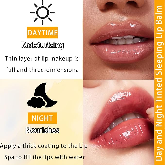 3 Pcs Bee Lip Balm Honey Pot with Stick,Moisturizing Lip Mask Overnight,Day and Night Tinted Sleeping Lip Balm,Hydrating Lip Scrubs Exfoliator & Moisturizer-FemmiqueWomen