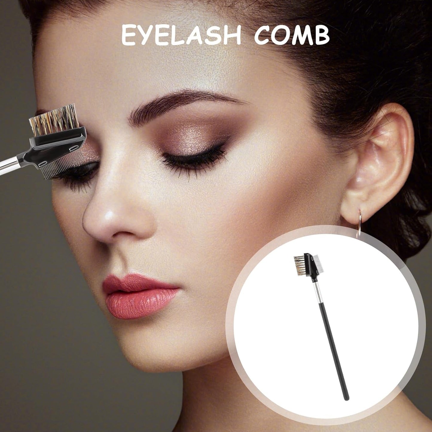 1 Pcs Eyebrow Brush, Metal Eyelash Comb, Resuable Dual Eyebrow Comb, Eye Brow Makeup Brush Eye Lash Comb for Eyelashes Extension (Bristles)-FemmiqueWomen