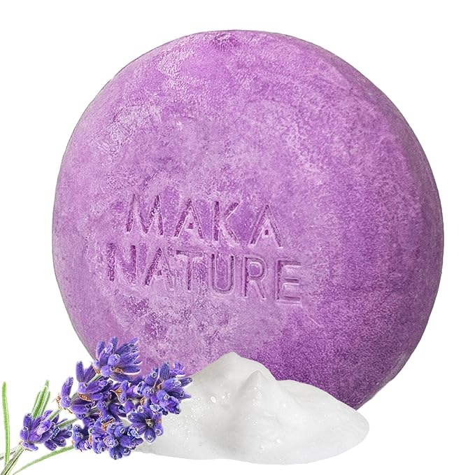 Maka Nature Low-Carbon Shampoo Bar | Korean K-Beauty Haircare with Natural Ingredients for Scalp & Hair Types | Vegan, Eco-Friendly, pH balanced, 3.35oz (Lavender)-FemmiqueWomen
