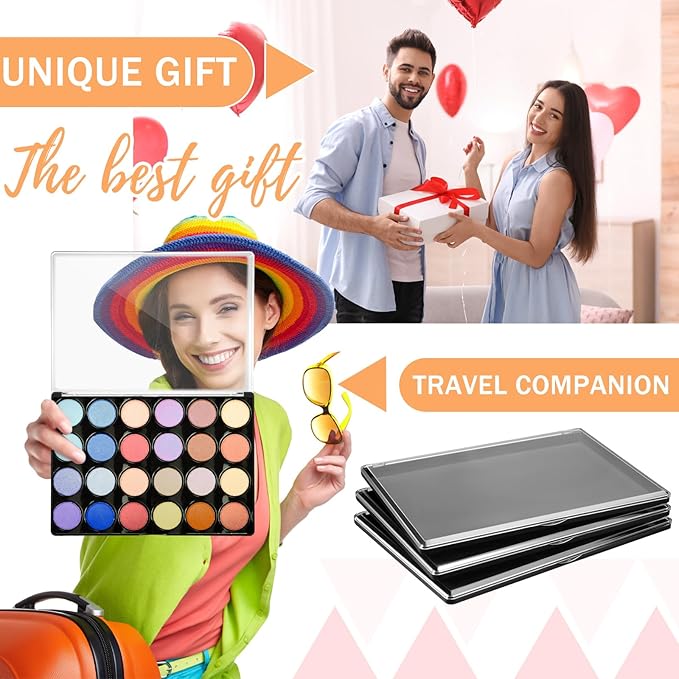 3 Pcs Large Empty Magnetic Eyeshadow Palette Cosmetics Pan with Clear Top DIY Eyeshadow Pan Cosmetics Dispensing Storage Box for DIY Eyeshadow Lipstick Pigment Blush 9.25 x 6.57 x 0.47 Inch-FemmiqueWomen