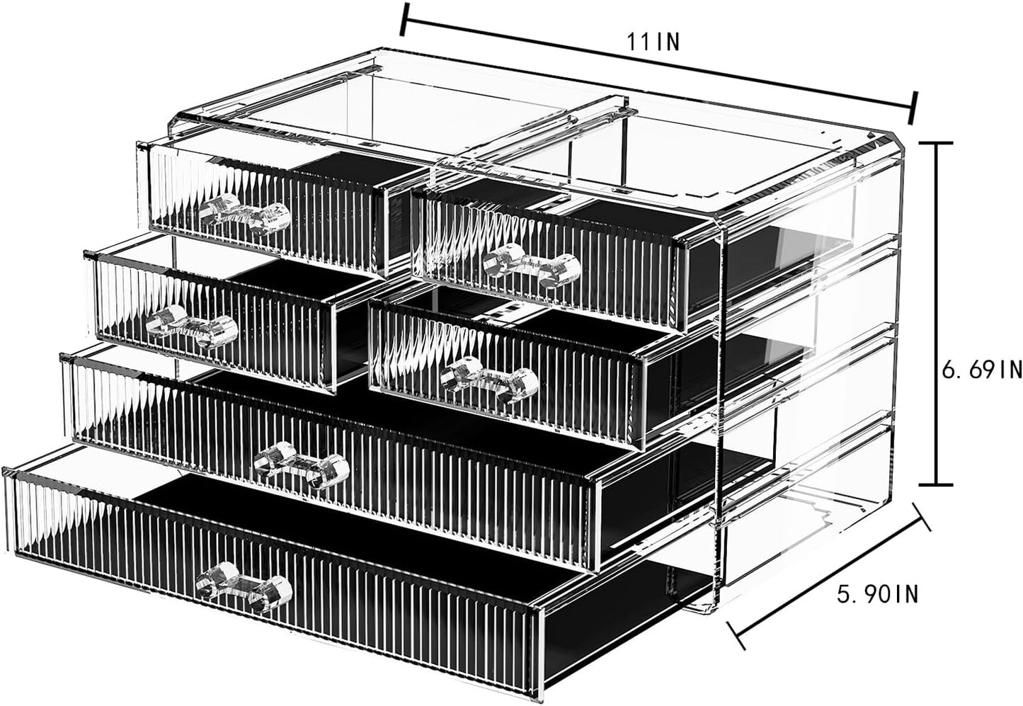 ZHIAI Stackable Storage Drawers, Acrylic Bathroom Counter Organizer Clear Makeup Organizers for Vanity, Kitchen Cabinets, Bathroom, Undersink, Home Organization and Storage (6 Drawers, Pattern F)-FemmiqueWomen
