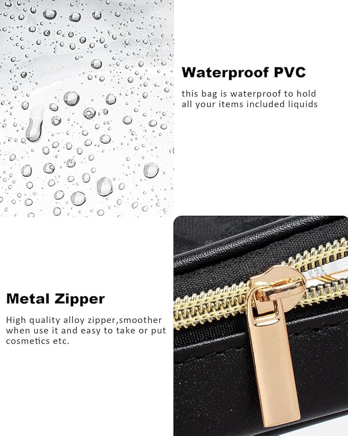 Clear Makeup Bag Small, TSA Approved Portable Toiletry Bag with Zipper Cosmetic Travel Bag Makeup Organizer Case Mini Makeup Pouch for Purse Car Organizer Bag for Women Men-FemmiqueWomen