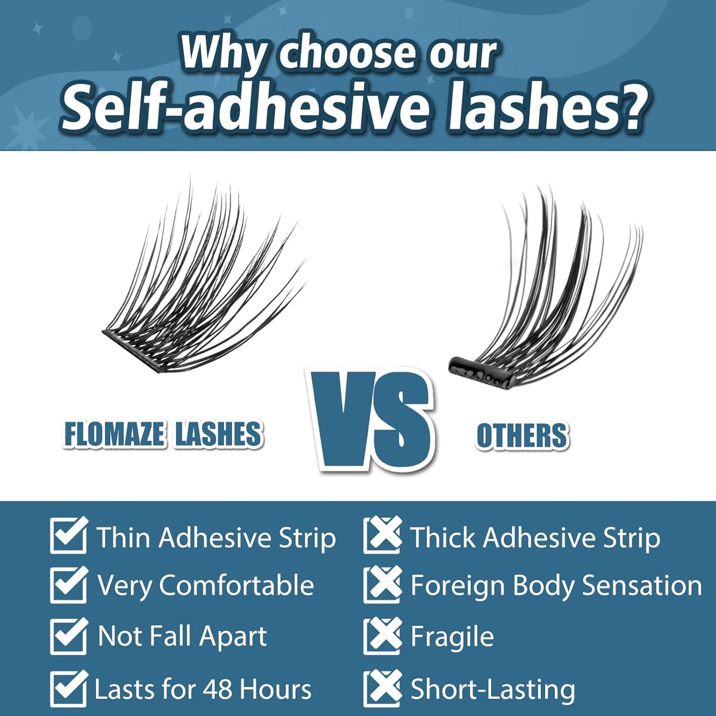 Self Adhesive Eyelashes, 156 PCS Self Adhesive Eyelash Clusters, No Glue Needed, Glue Strips Individual Lash Extension Super Sticky Reusable False Lashes (Fluffy-Mixed)-FemmiqueWomen