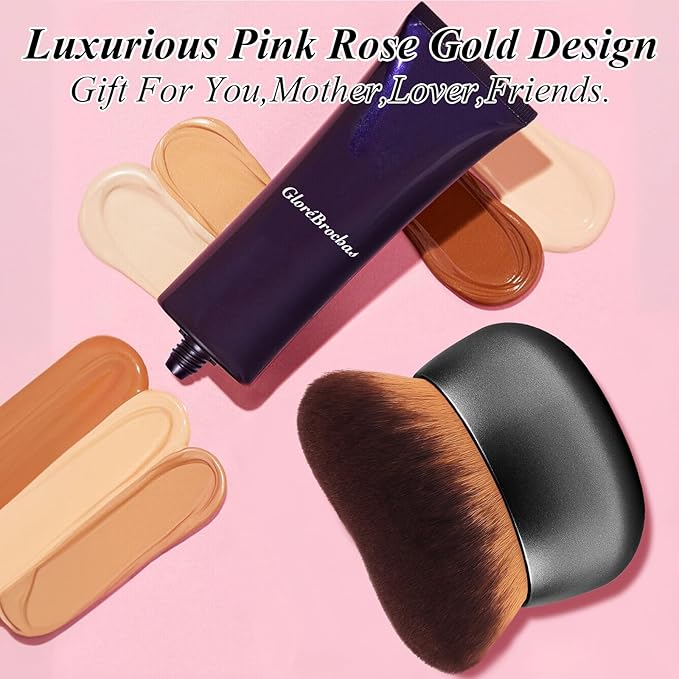 75MM Extra Large Self Tanner Kabuki Makeup Brush – Ultra Soft Dense Vegan Bristles for Body Makeup, Bronzer & Foundation–Applies Tanning Mousse, Lotion & Self Tanner–Black, Wet & Dry-FemmiqueWomen