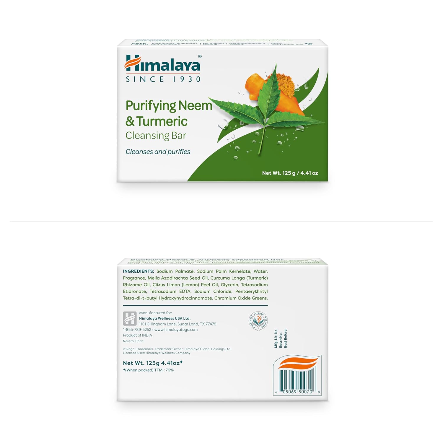 Himalaya Purifying Neem & Turmeric Cleansing Bar for Clean and Healthy Looking Skin, Free from Parabens, SLS and Phthalates, Gluten Free, Vegan, 125 g (4.41 oz), 6 Pack-FemmiqueWomen