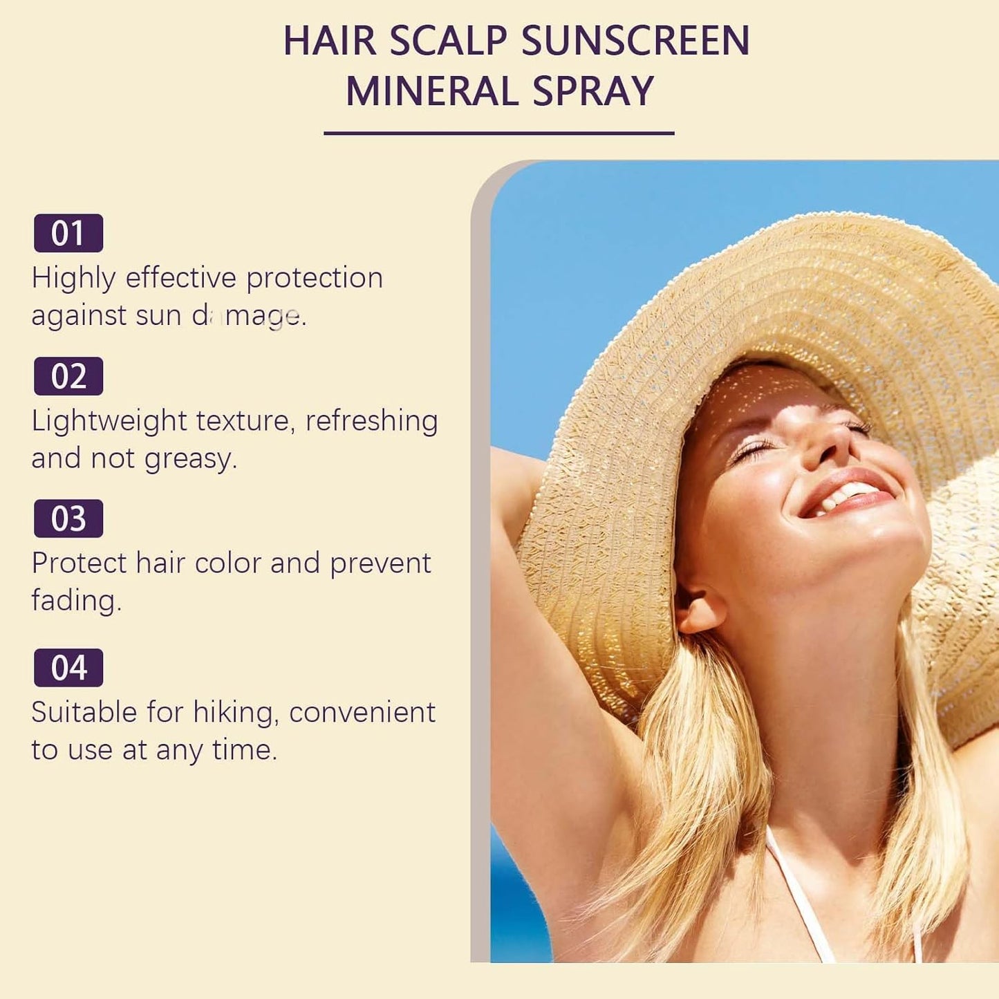 2PCS Ultimate Hair & Scalp Sunscreen Spray SPF 30, UV Protection for Scalp and Hair, Lightweight Breathable, Beach & Pool Essentials, for All Hair Colors and Types-FemmiqueWomen
