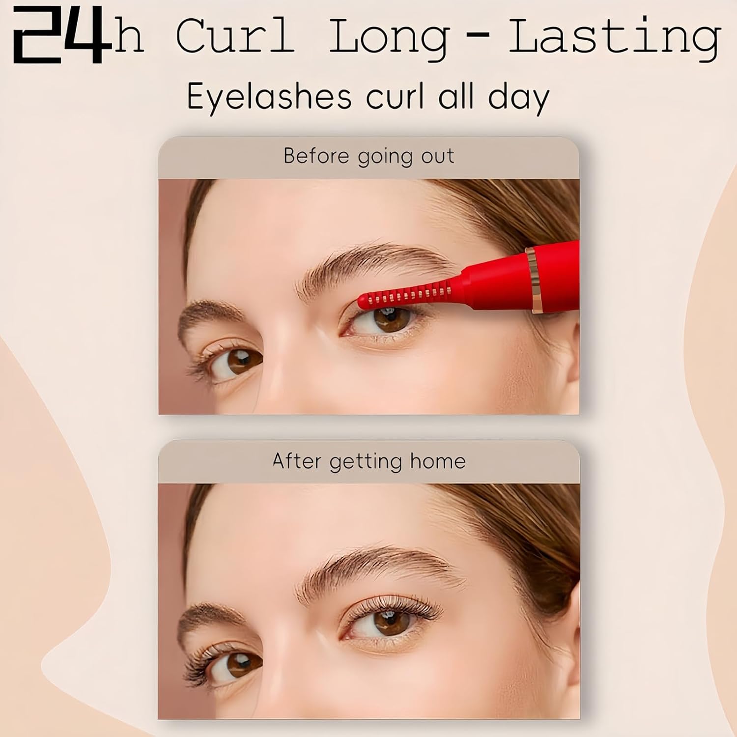 2025 Upgraded Heated Eyelash Curler – Fast 5s Heat-Up, USB Rechargeable Electric Eyelash Curler, 3 Temperature Modes, LED Display, Anti-Burn, 24H Long-Lasting Curl, Perfect Gift for Women (Red)-FemmiqueWomen