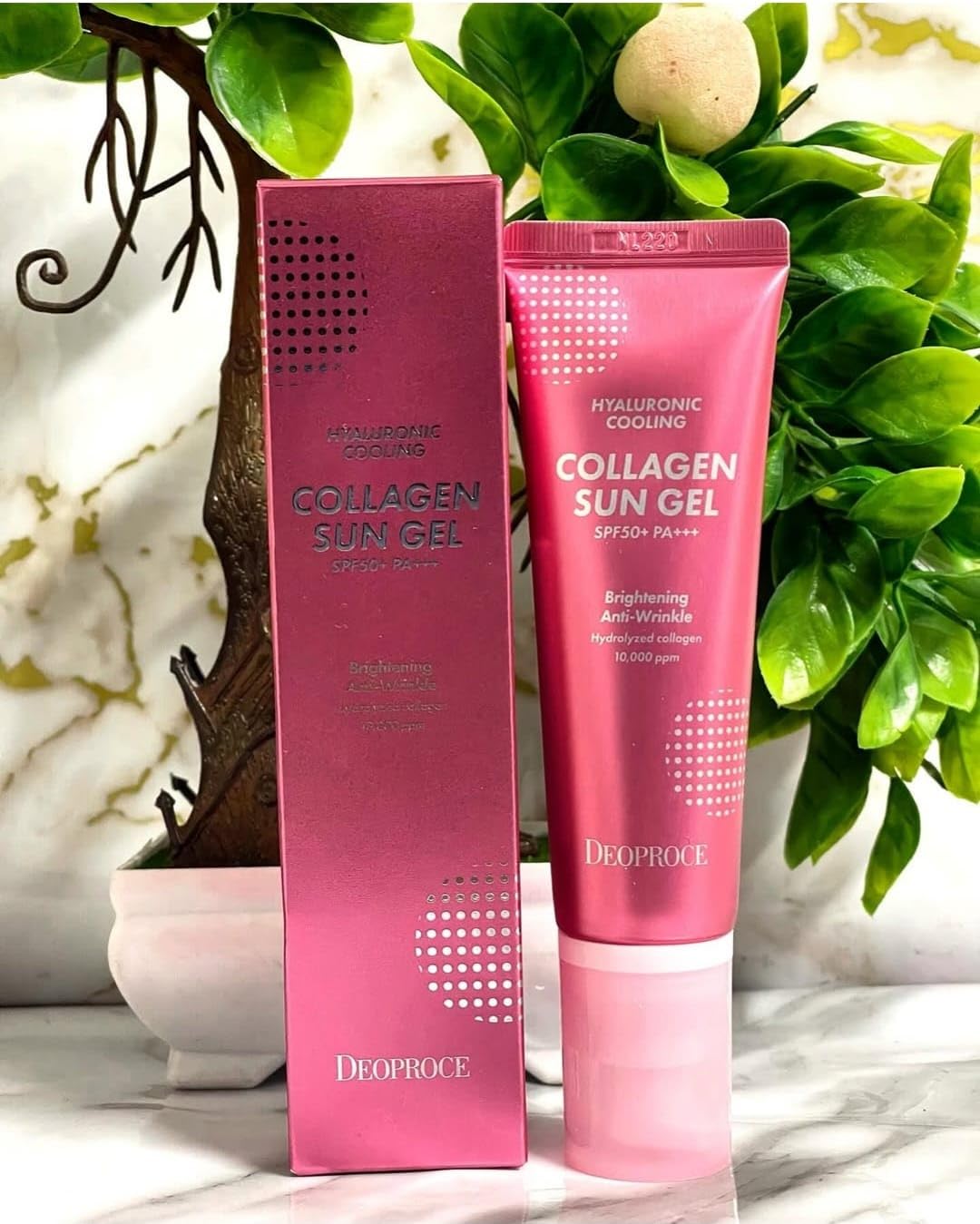 Deoproce Collagen Hyaluronic Cooling Sun Gel SPF 50+ PA+++ – Anti-Wrinkle, Hydrating, and Cooling Korean Sun Protection.-FemmiqueWomen