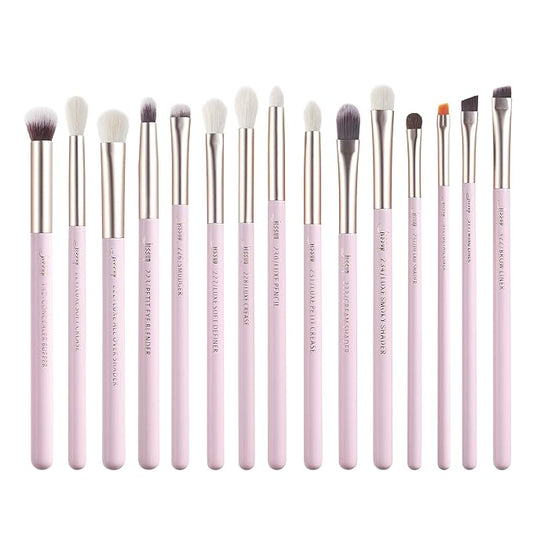 Jessup Eyeshadow Brushes 15pcs, Natural Eye Brush Set for Eyeshadow Blending Concealer Eyebrow Eyeliner, Blushing Bride T294-FemmiqueWomen