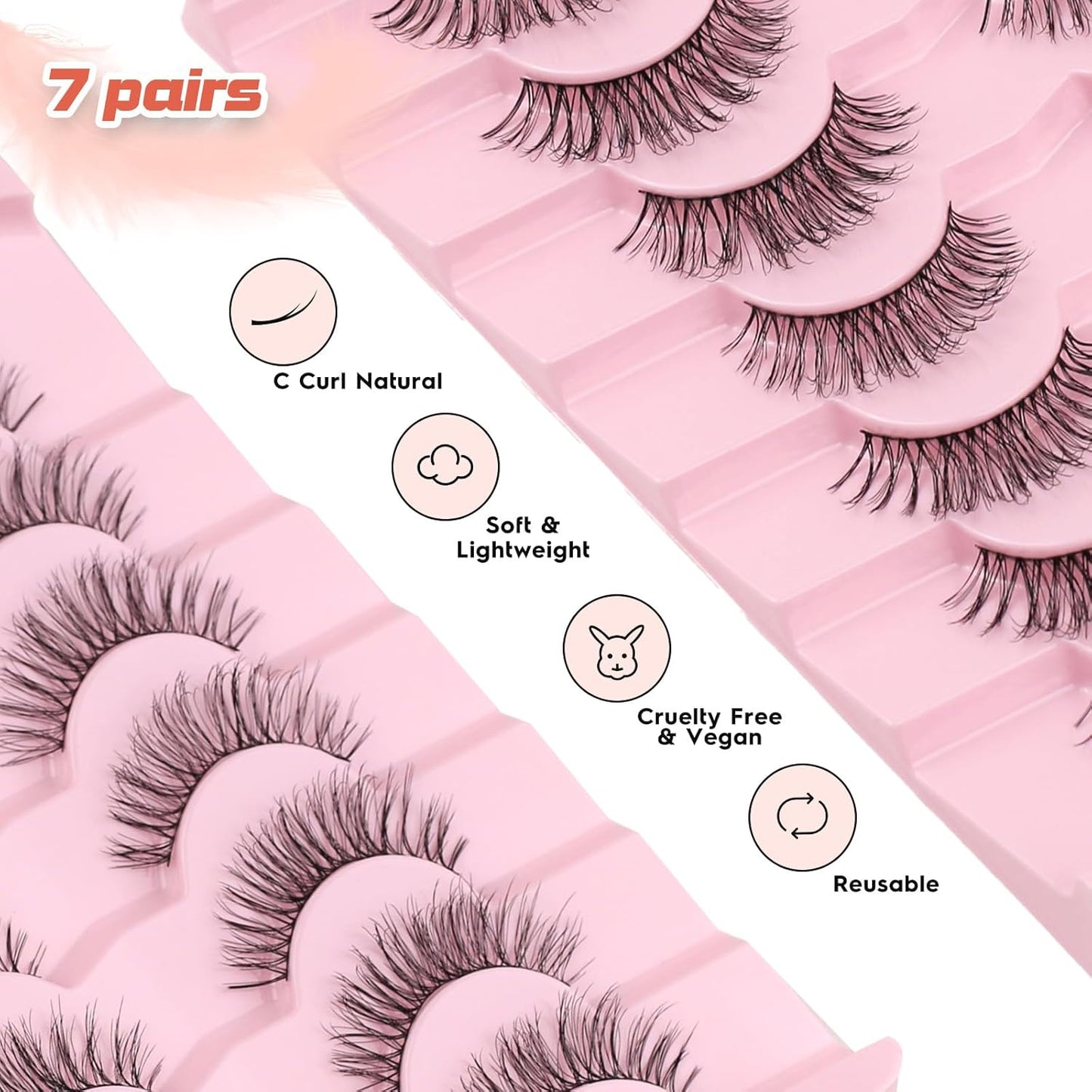 Eyelashes Natural Daily Lashes False Eyelash Lash Strips C Curl Siligli-FemmiqueWomen