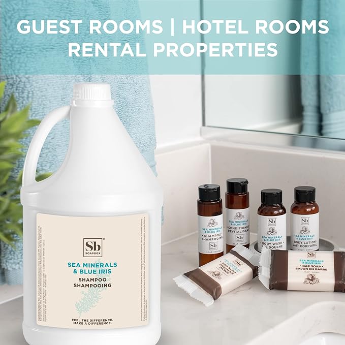 Soapbox Sea Minerals & Blue Iris Shampoo, Vegan, Color Safe, Harsh Harsh Sulfate Free & Silicone Free Hair Shampoo Refill for Home & Professional Use - Gallon Size-FemmiqueWomen