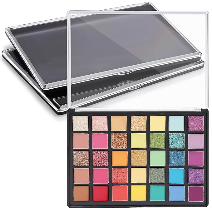 2PCS 9.25"x6.6" Large Empty Magnetic Makeup Palettes, Not Included Metal Sticker/Pans, XL Eyeshadow Pan Dispensing Storage Boxes, Compact & Portable Blush Lipstick Powder Palettes for DIY Cosmetics-FemmiqueWomen