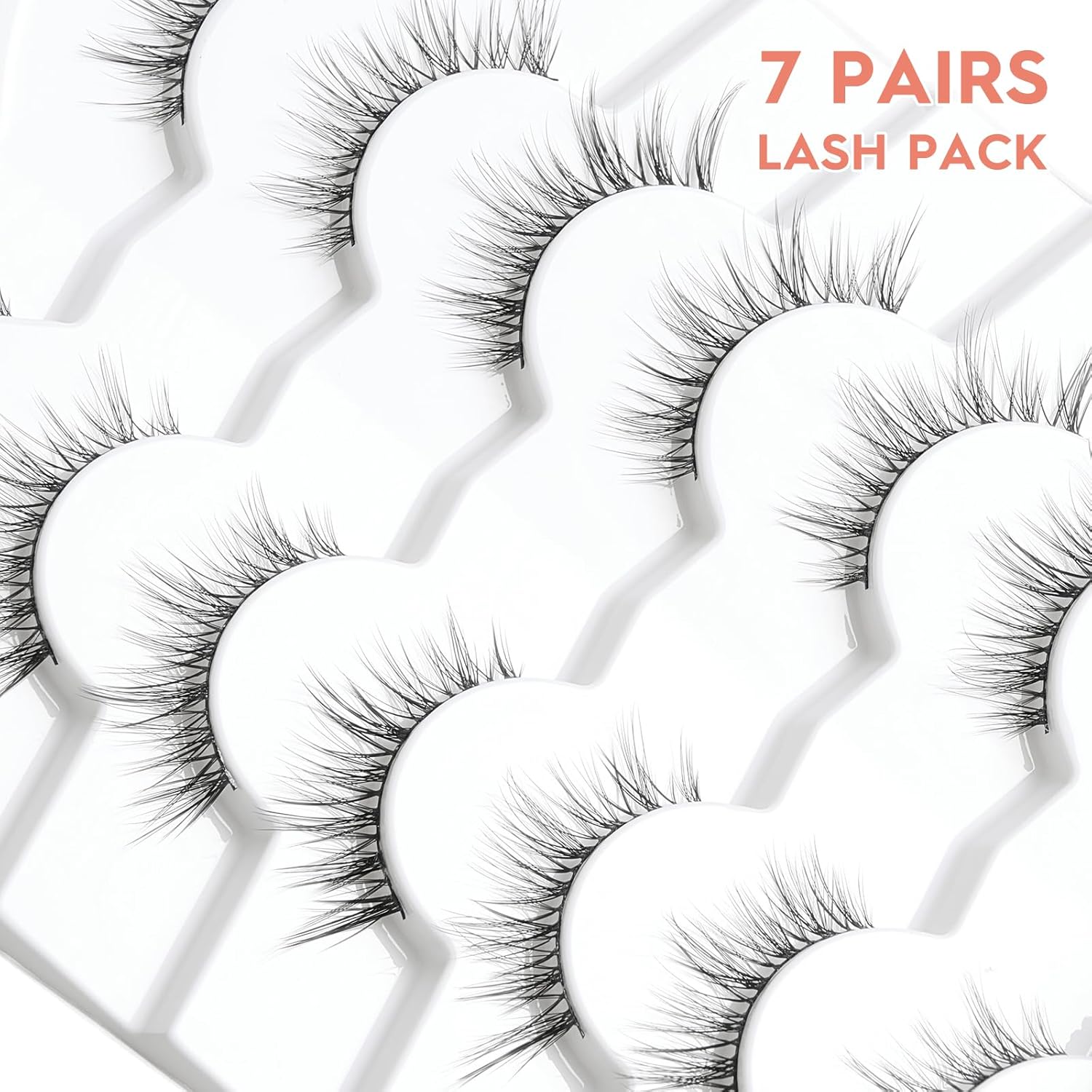Wispy Lashes False Eyelashes Natural Cat Eye Lashes 12mm Strip Lashes withThin Band Siliglli Cat Eyelashes 3D Volume False Lashes C Curl Eyelashes Pack 7 Pair-FemmiqueWomen
