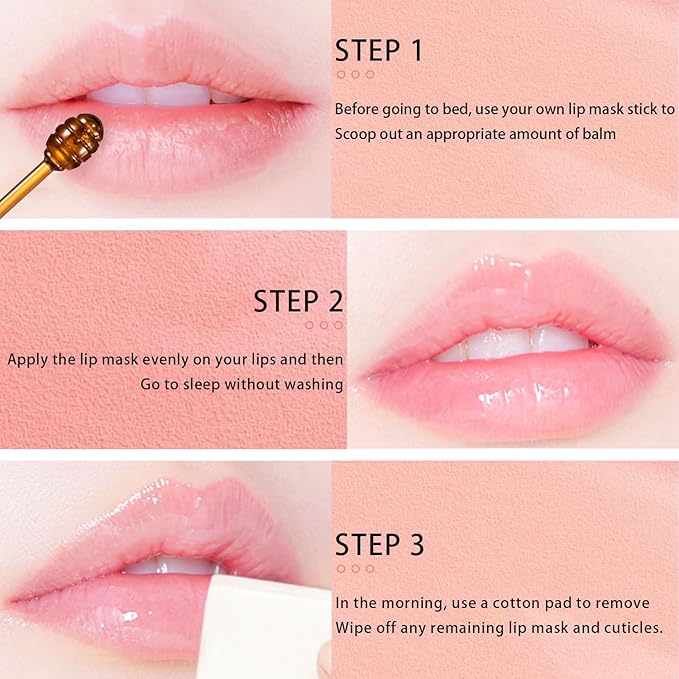 3 PCS Lip Balm Honey Pot, Honey Apple Strawberry Lip Masks Overnight, Propolis Moisturizing Lip Sleeping Mask, Prevention Dry Crack Lip Repair Nourishes the Lip Skin and Lip Wrinkle Care.-FemmiqueWomen