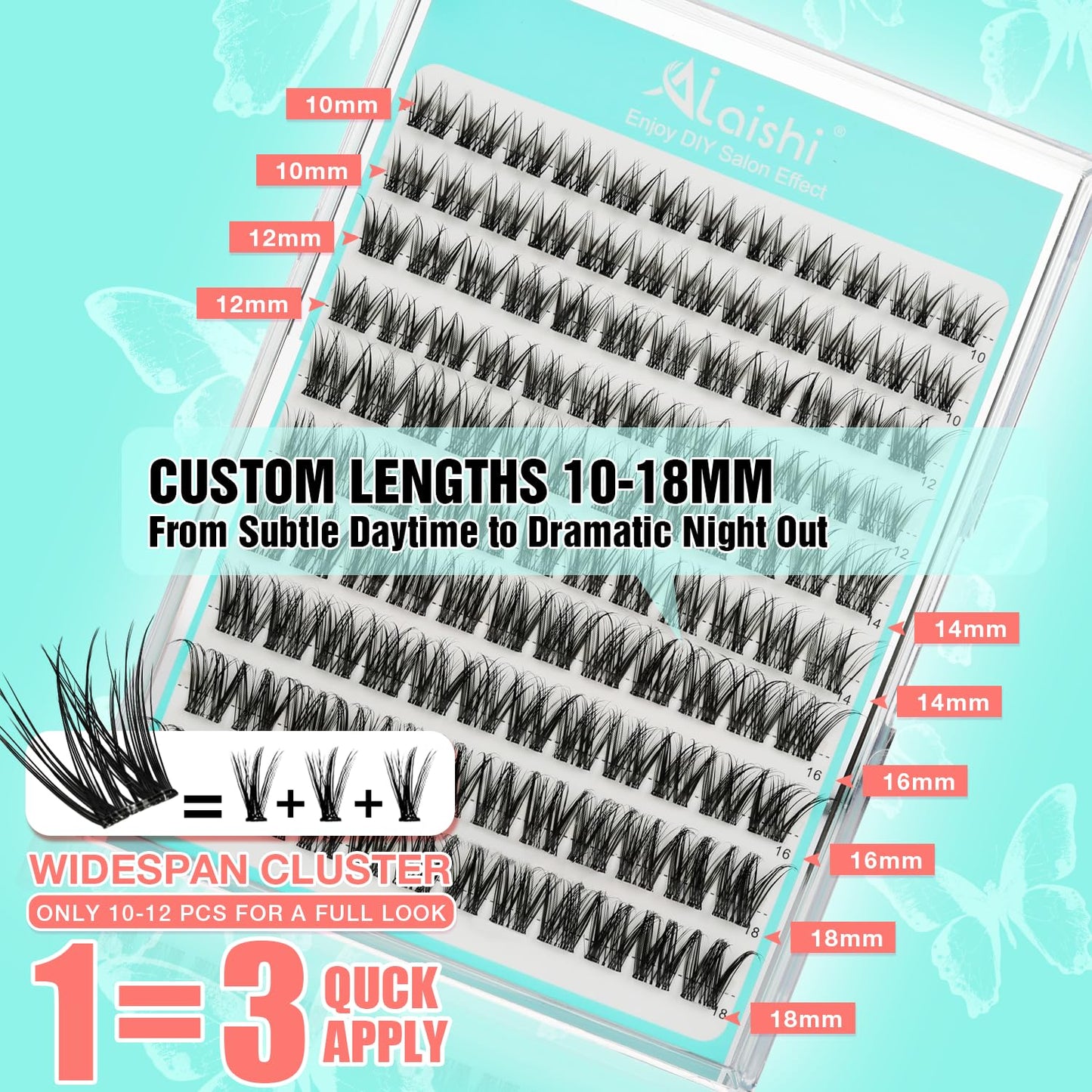 No Glue Needed Lashes, Self Adhesive Eyelashes, DIY Lash Cluster Eyelash Extensions Kit 10‑18mm,120pcs Fluffy D Curl Soft Natural Lashes with Tweezers–Fake Cat Eye Wispy Individual Clusters(NGDY81)-FemmiqueWomen
