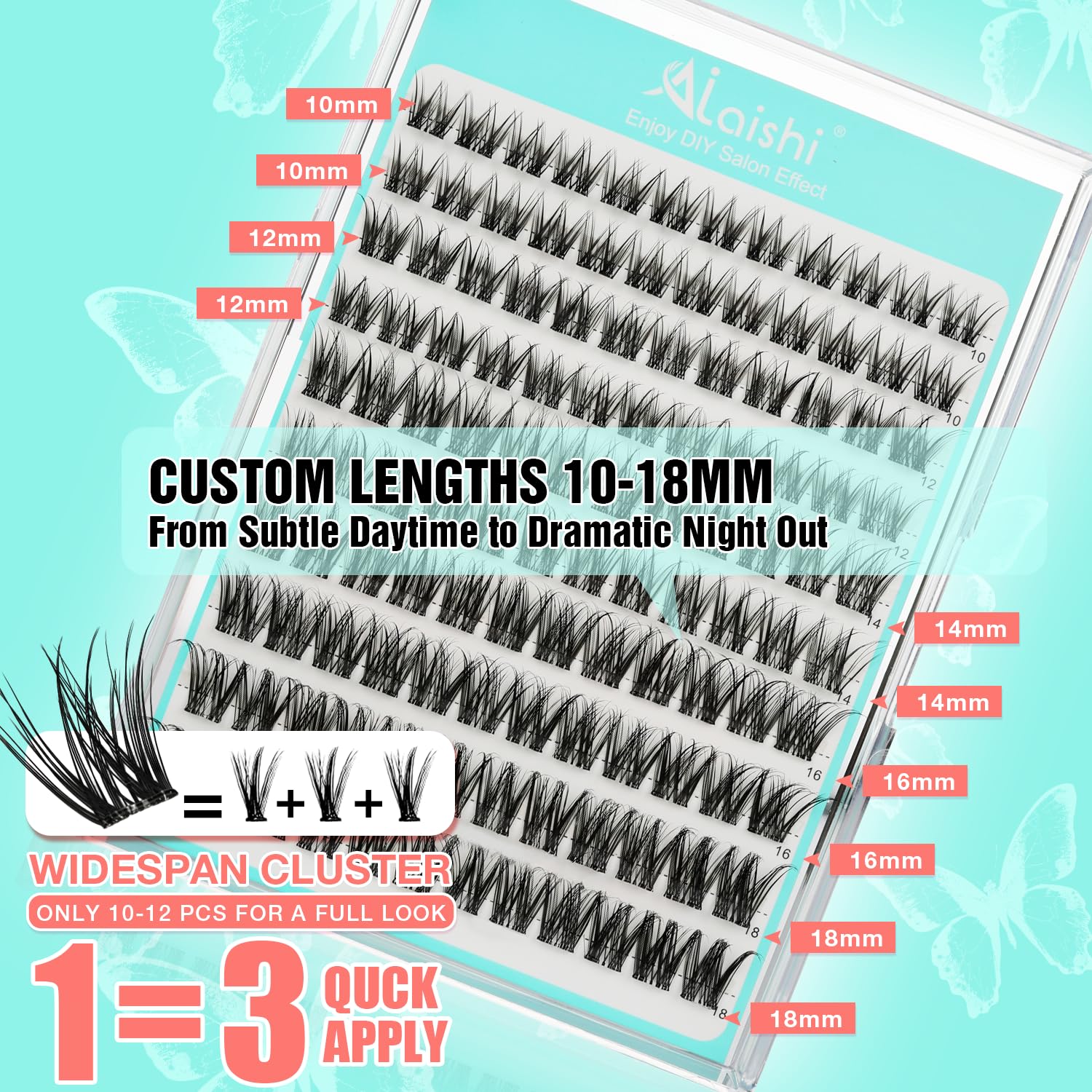 No Glue Needed Lashes, Self Adhesive Eyelashes, DIY Lash Cluster Eyelash Extensions Kit 10‑18mm,120pcs Fluffy D Curl Soft Natural Lashes with Tweezers–Fake Cat Eye Wispy Individual Clusters(NGDY81)-FemmiqueWomen