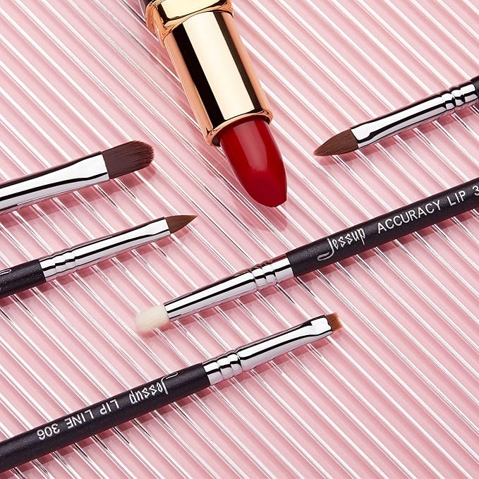 Jessup Lip Brush Set, Professional Lip Makeup Brushes for Lipstick Streak-Free Contour Define and Accentuate, Premium Synthetic Hair, 5pcs T325-FemmiqueWomen