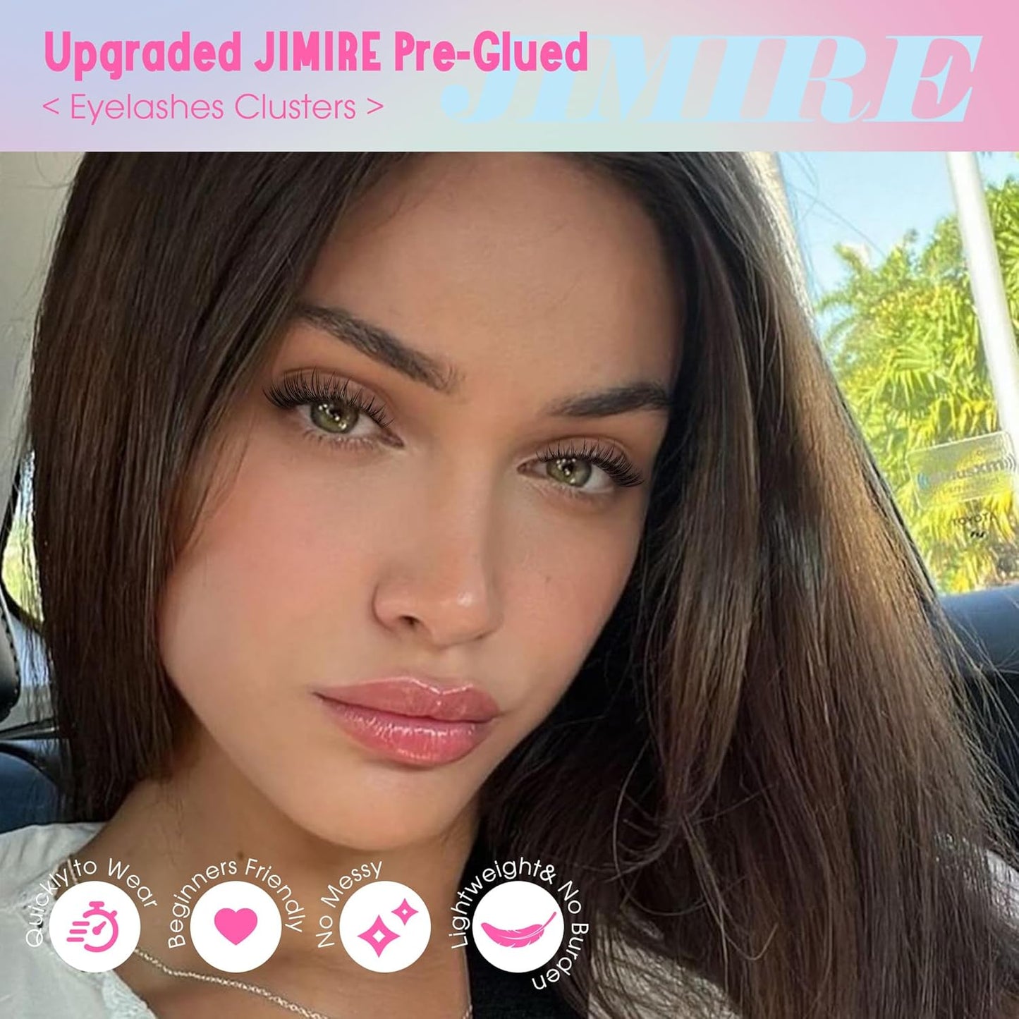 JIMIRE 160Pcs Self Adhesive Eyelashes Natural Look 9-14MM Wispy Pre Glued Lash Clusters No Glue Needed Press on Lashes Clusters Reusable Self Adhesive Eyelash Clusters Beginners Friendly-FemmiqueWomen