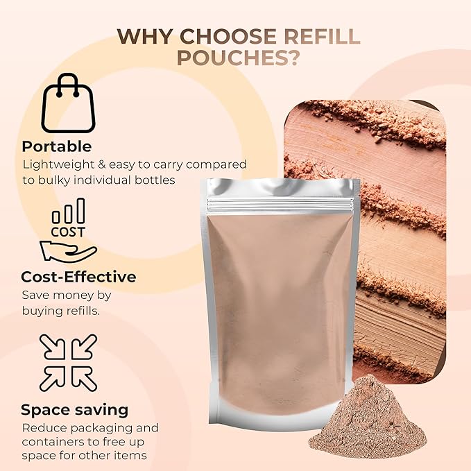 (8 Ounce) (Light Tan) Foundation Powder Refill By Sweet Face Minerals, Lightweight Mineral Loose Makeup Powder with SPF 20, Full Coverage Flawless Finish, Talc-free, Cruelty-Free, Refillable Pouch-FemmiqueWomen