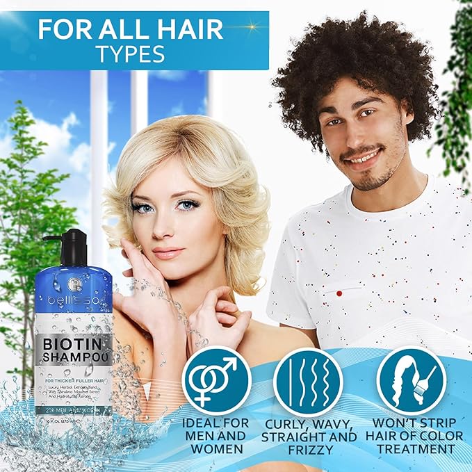 Biotin Shampoo for Thicker Stronger Hair - Volumizing & Thickening Shampoo for Men and Women - Sulfate Free, Salon Grade Formula to Boost Volume for Fine and Thinning Hair - Ideal for All Hair Types-FemmiqueWomen