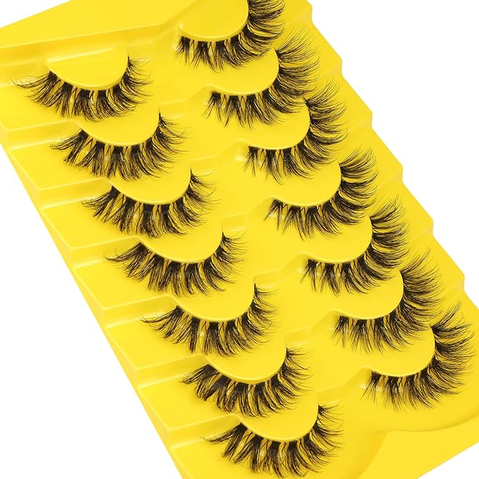 Lashes Natural Look False Eyelashes Clear Band Wispy Faux Mink Eyelashes Short Natural Cat Eye Strip Lashes Pack 7 Pairs by Kiromiro-FemmiqueWomen