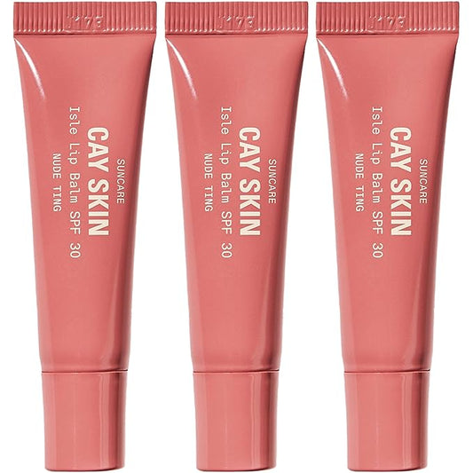 Cay Skin Isle Lip Balm SPF 30 – High Shine, Hydrating + Sheer Lip Gloss in Vanilla Brown Sugar Flavor – Formulated with Natural Ingredients for All Skin Tones – 3-Pack, Nude Ting-FemmiqueWomen