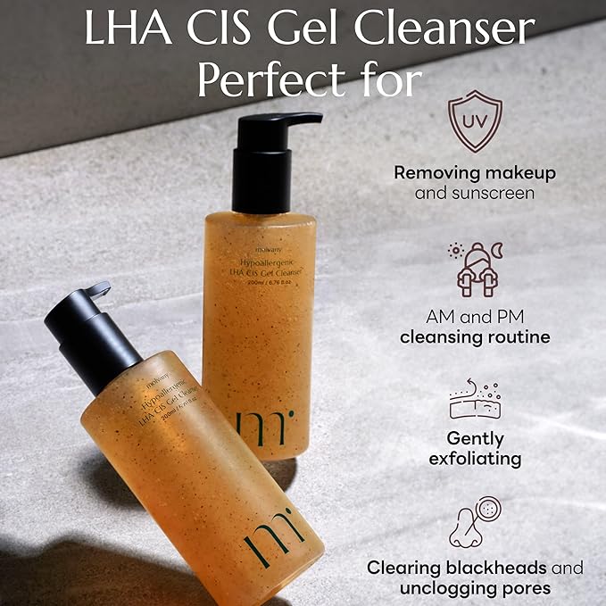 LHA CIS Gel Cleanser - Low pH Korean Facial Wash Skincare for Pore Shrinking, Face Moisturizing, Makeup, Whitehead & Blackhead Remover - 6.76 fl. oz-FemmiqueWomen