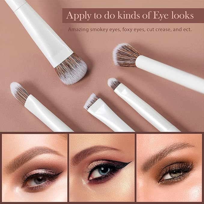 Jessup Makeup Brushes Set 14pcs Make up Brushes Premium Synthetic Foundation Concealer Blush Contour Powder Eye Shadow Blending Brush, Pearl White T343-FemmiqueWomen