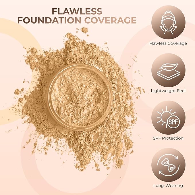 (1 Pound) (Beige) Foundation Powder Refill By Sweet Face Minerals, Lightweight Mineral Loose Makeup Powder with SPF 20, Full Coverage Flawless Finish, Talc-free, Cruelty-Free, Refill Pouch-FemmiqueWomen